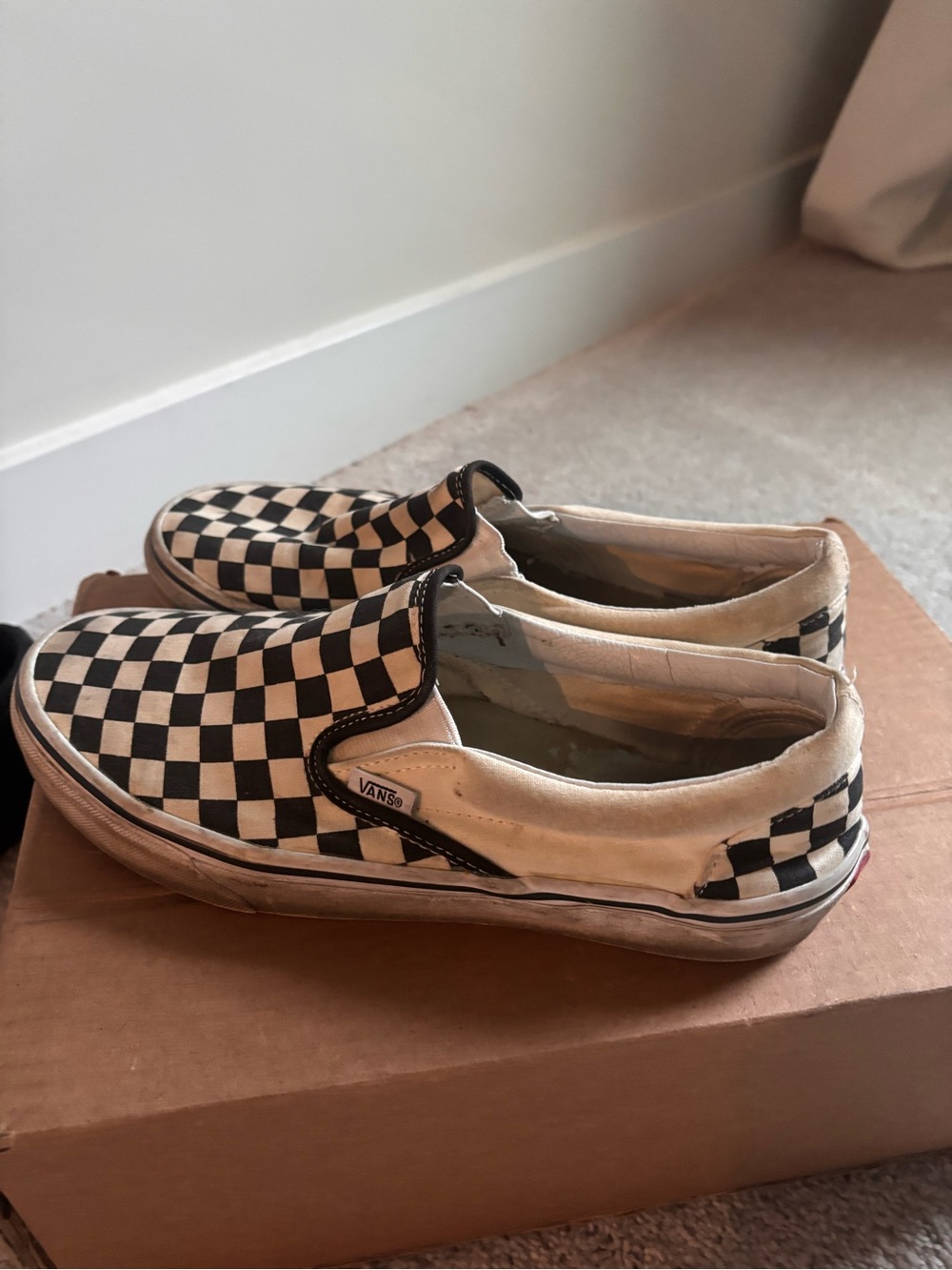 Vans Checkerboard Slip-On Shoes - Black & White
